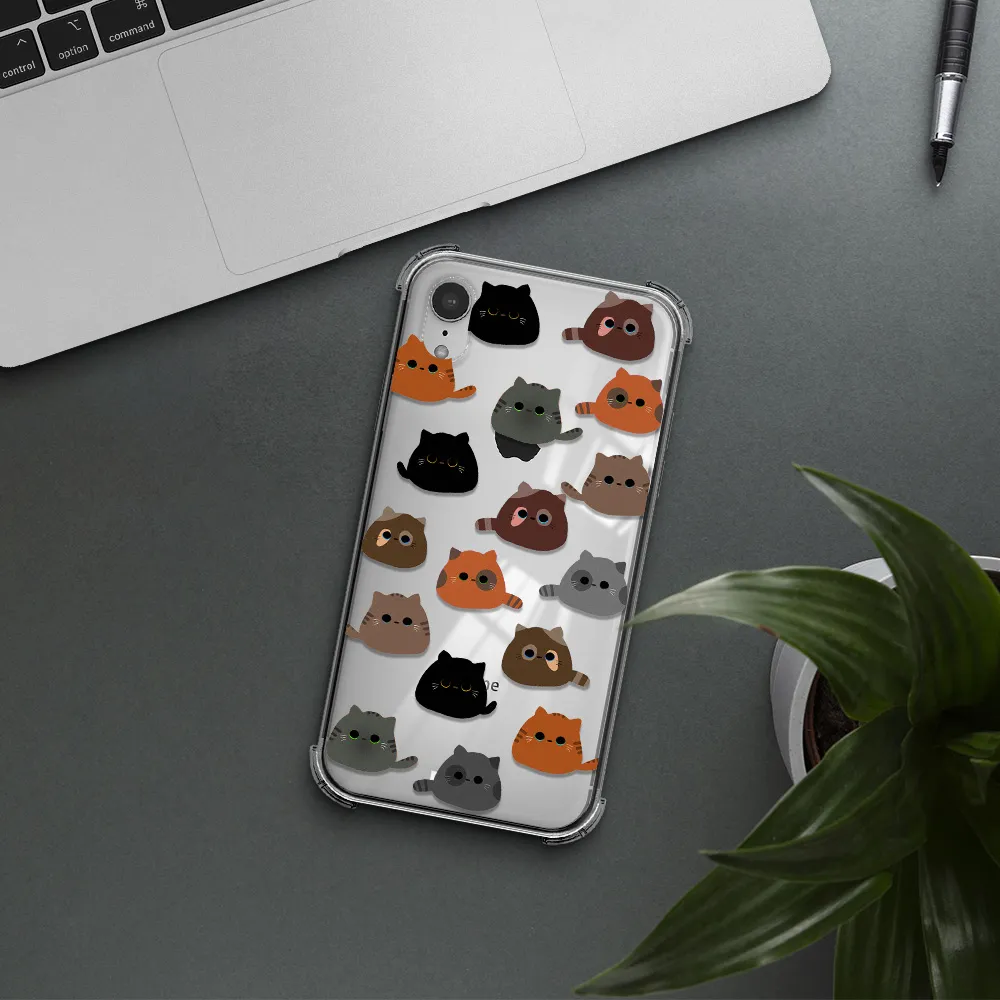 a group of cats with different colors Apple iPhone XR Clear PC Case
