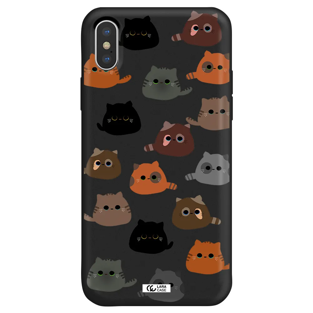 a group of cats with different colors Apple iPhone XS Silicone black Case