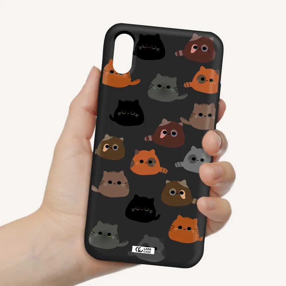 a group of cats with different colors Apple iPhone XS Silicone black Case