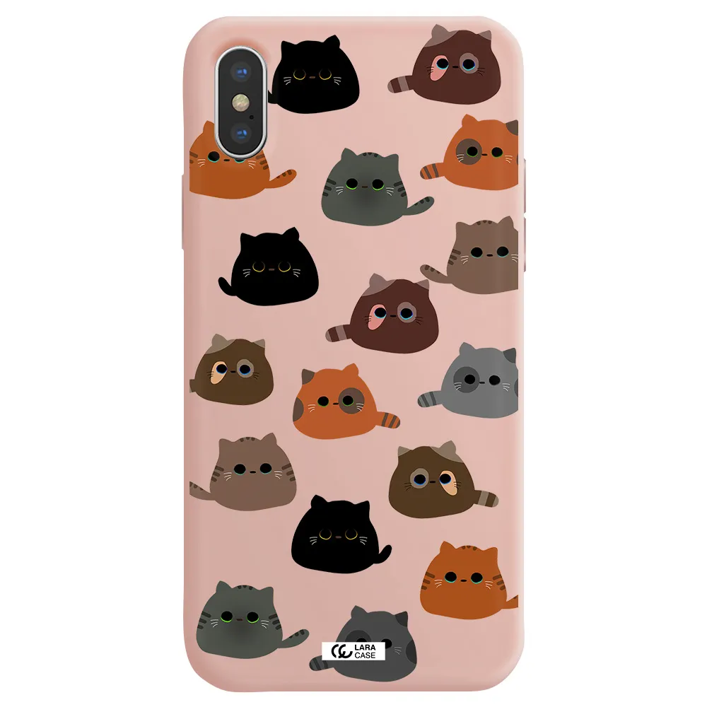 a group of cats with different colors Apple iPhone XS Silicone pastel pink Case