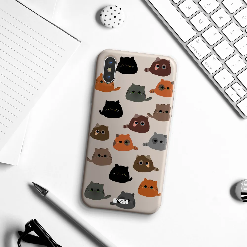 a group of cats with different colors Apple iPhone XS Silicone Stone Case