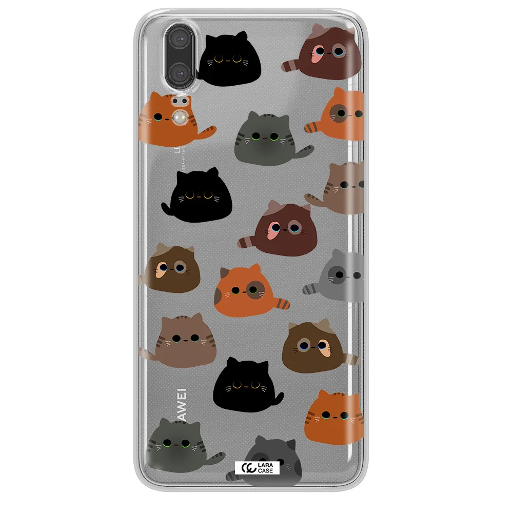 a group of cats with different colors Huawei P20 Clear TPU Case
