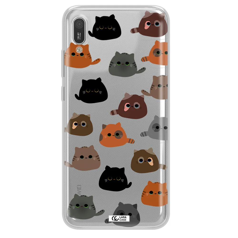a group of cats with different colors Huawei Y6 Pro 2019 Clear TPU Case