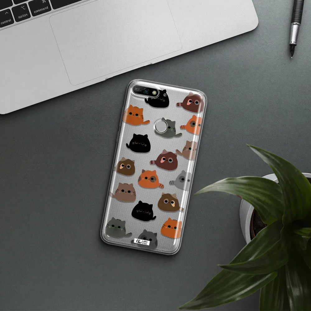a group of cats with different colors Huawei Y7 2018 Clear TPU Case