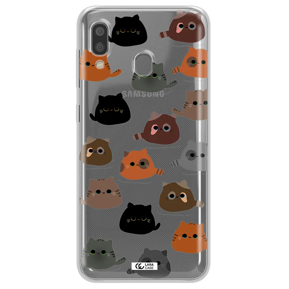 a group of cats with different colors Samsung A20 Clear TPU Case