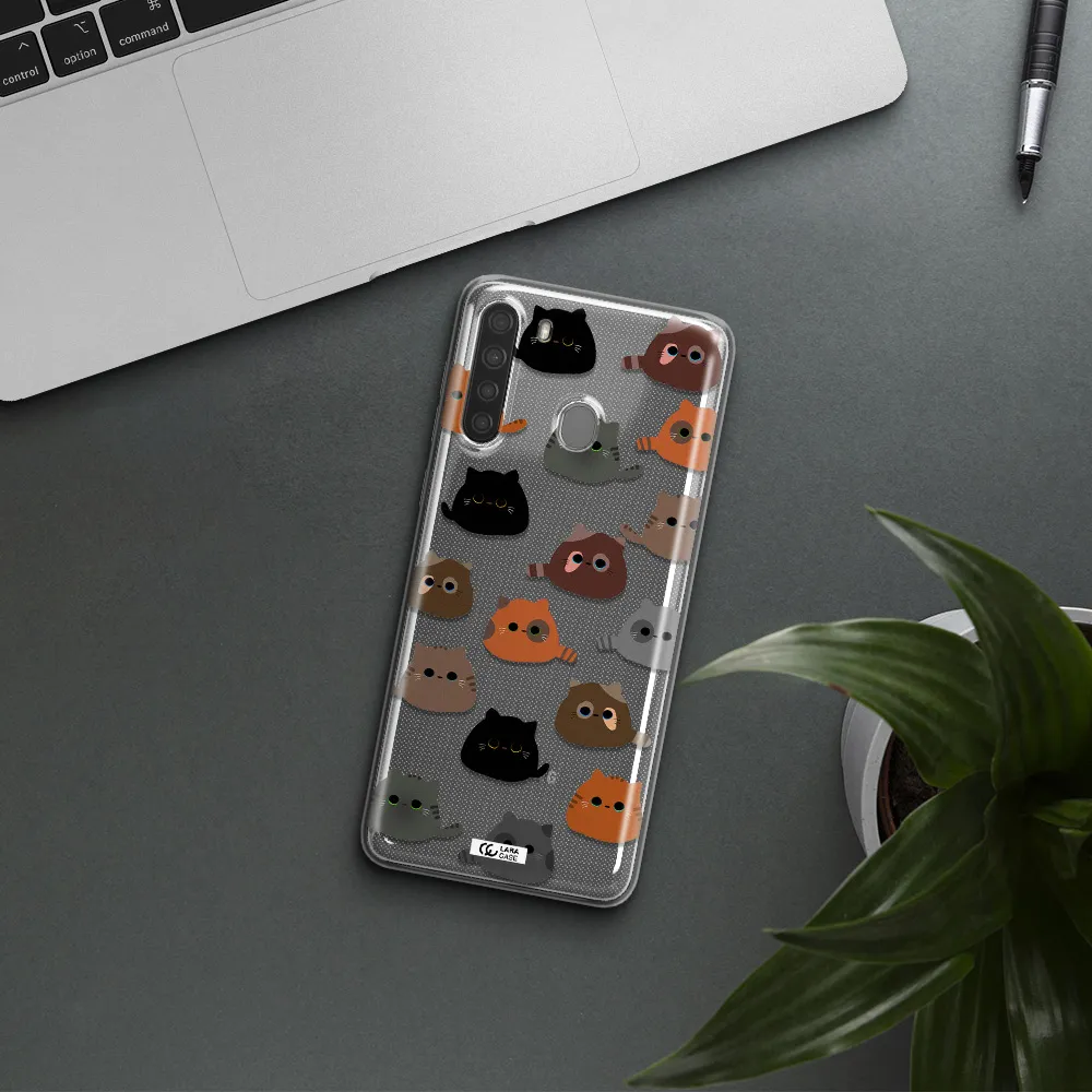 a group of cats with different colors Samsung A21 Clear TPU Case