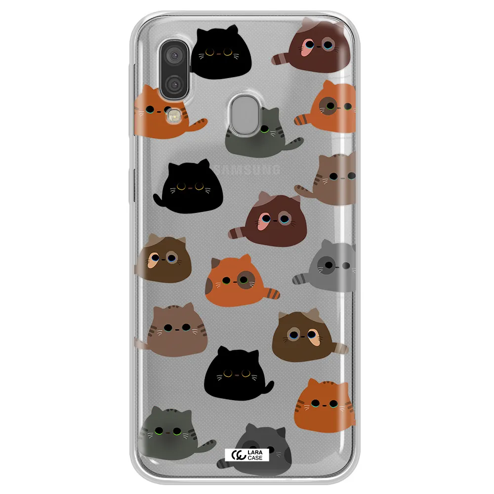a group of cats with different colors Samsung A40 Clear TPU Case