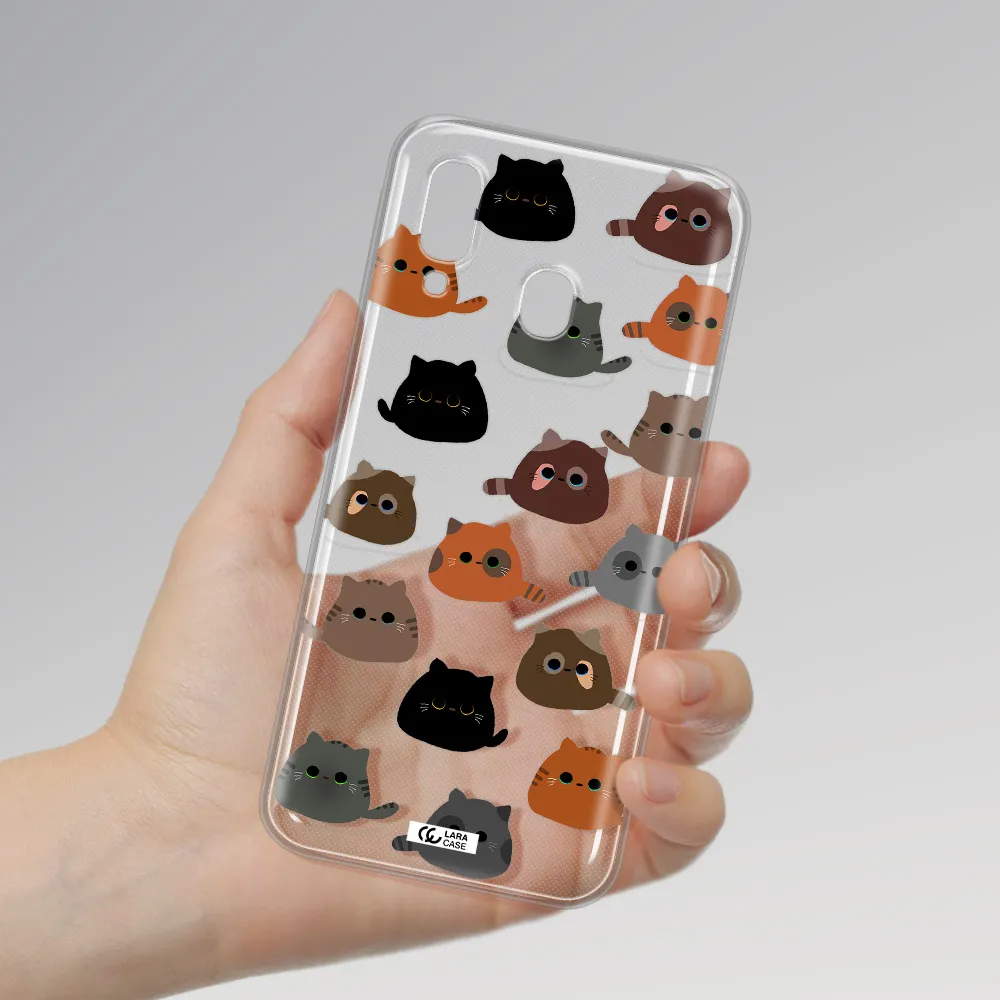 a group of cats with different colors Samsung A40 Clear TPU Case