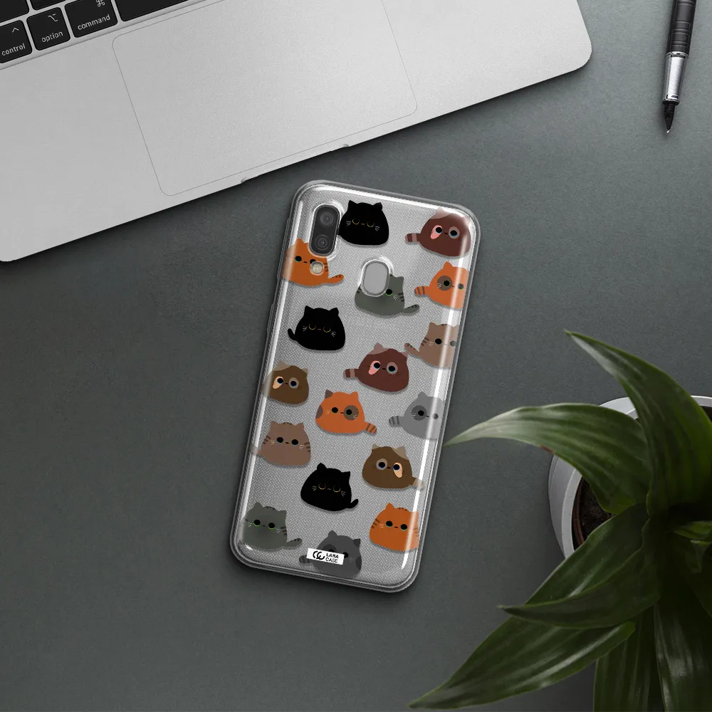 a group of cats with different colors Samsung A40 Clear TPU Case