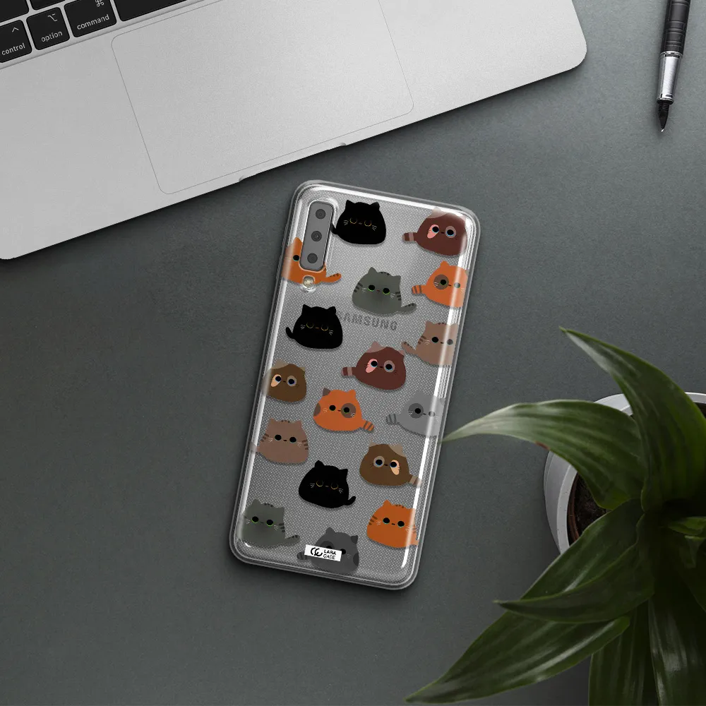a group of cats with different colors Samsung A7 2018 Clear TPU Case
