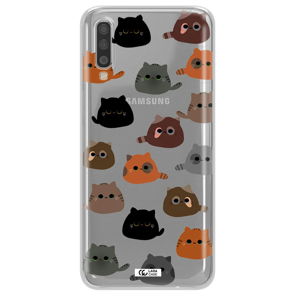 A Group Of Cats With Different Colors Samsung A70S Clear Tpu Case