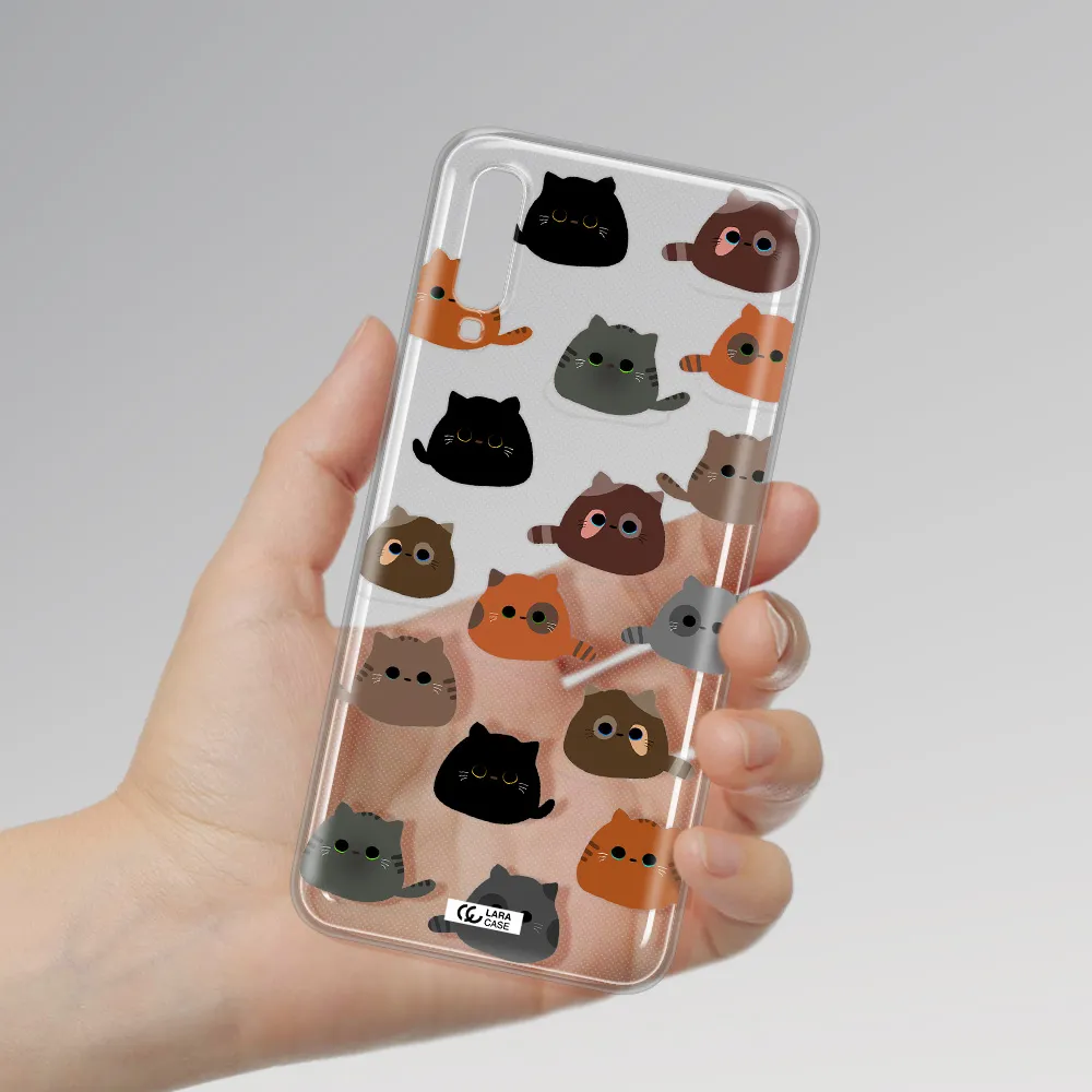 A Group Of Cats With Different Colors Samsung A70S Clear Tpu Case