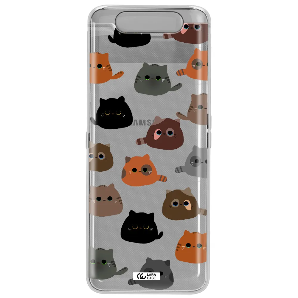 a group of cats with different colors Samsung A80 Clear TPU Case