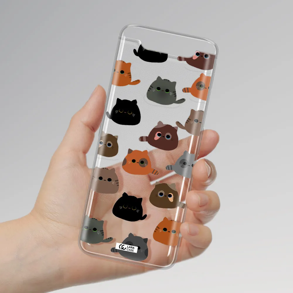 a group of cats with different colors Samsung A80 Clear TPU Case