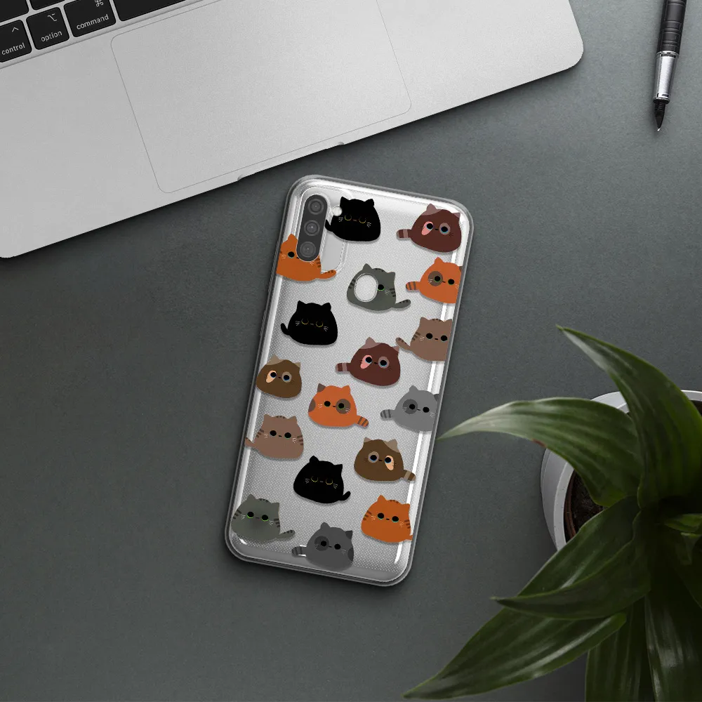 a group of cats with different colors Samsung M11 Clear TPU Case
