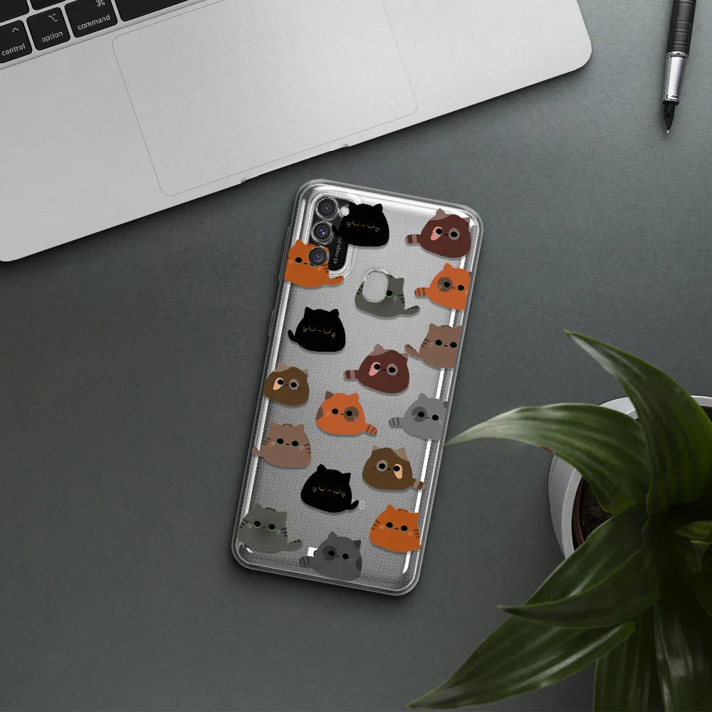 a group of cats with different colors Samsung M30S Clear TPU Case