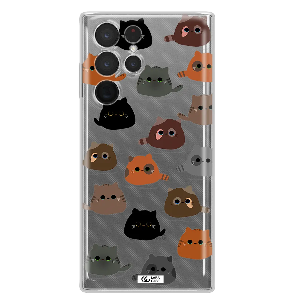 a group of cats with different colors Samsung S 22 Ultra Clear TPU Case