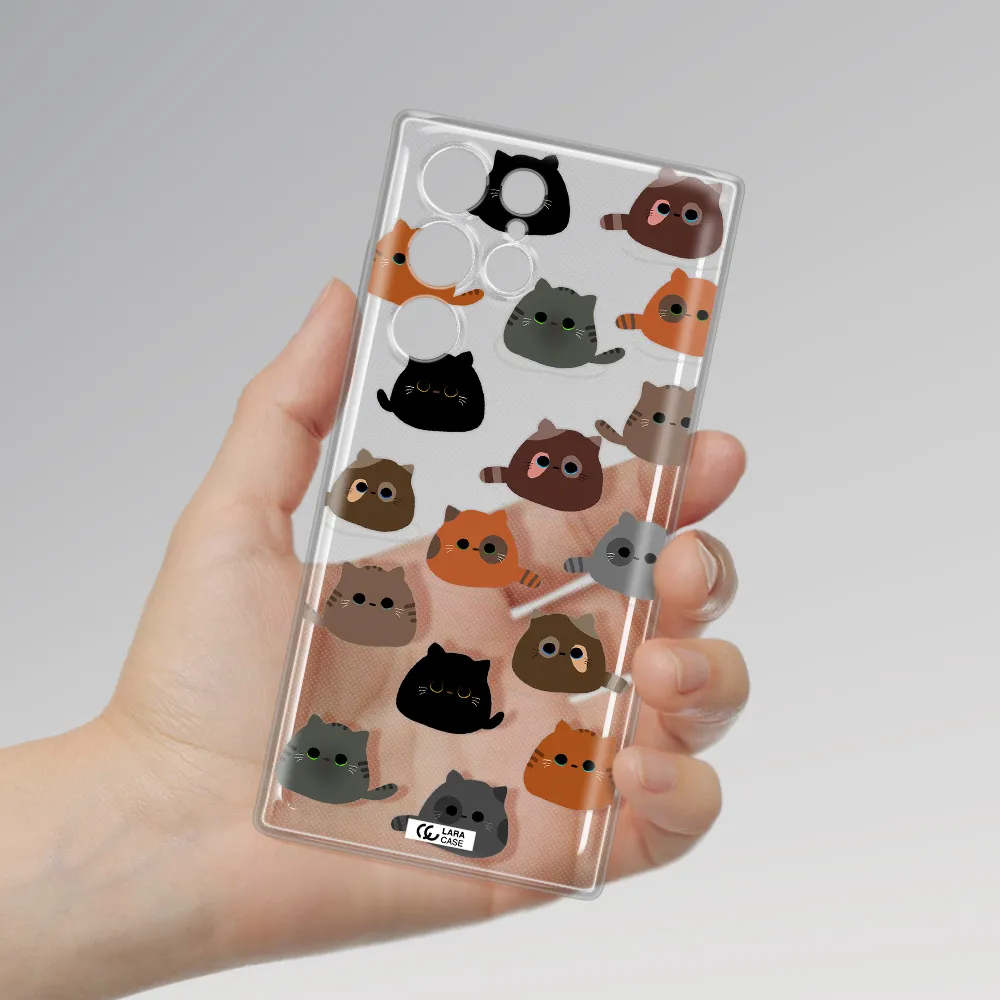 a group of cats with different colors Samsung S 22 Ultra Clear TPU Case