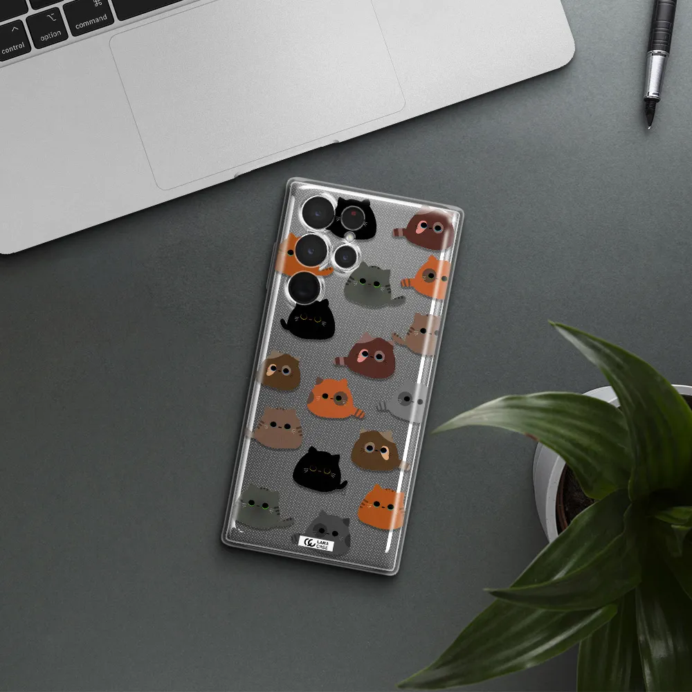 a group of cats with different colors Samsung S 22 Ultra Clear TPU Case