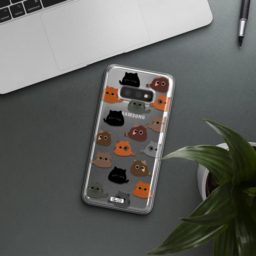 a group of cats with different colors Samsung S10e Clear TPU Case