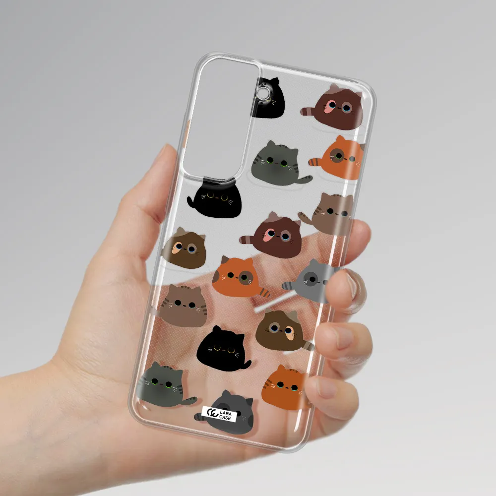 A Group Of Cats With Different Colors Samsung S21 Fe Clear Tpu Case