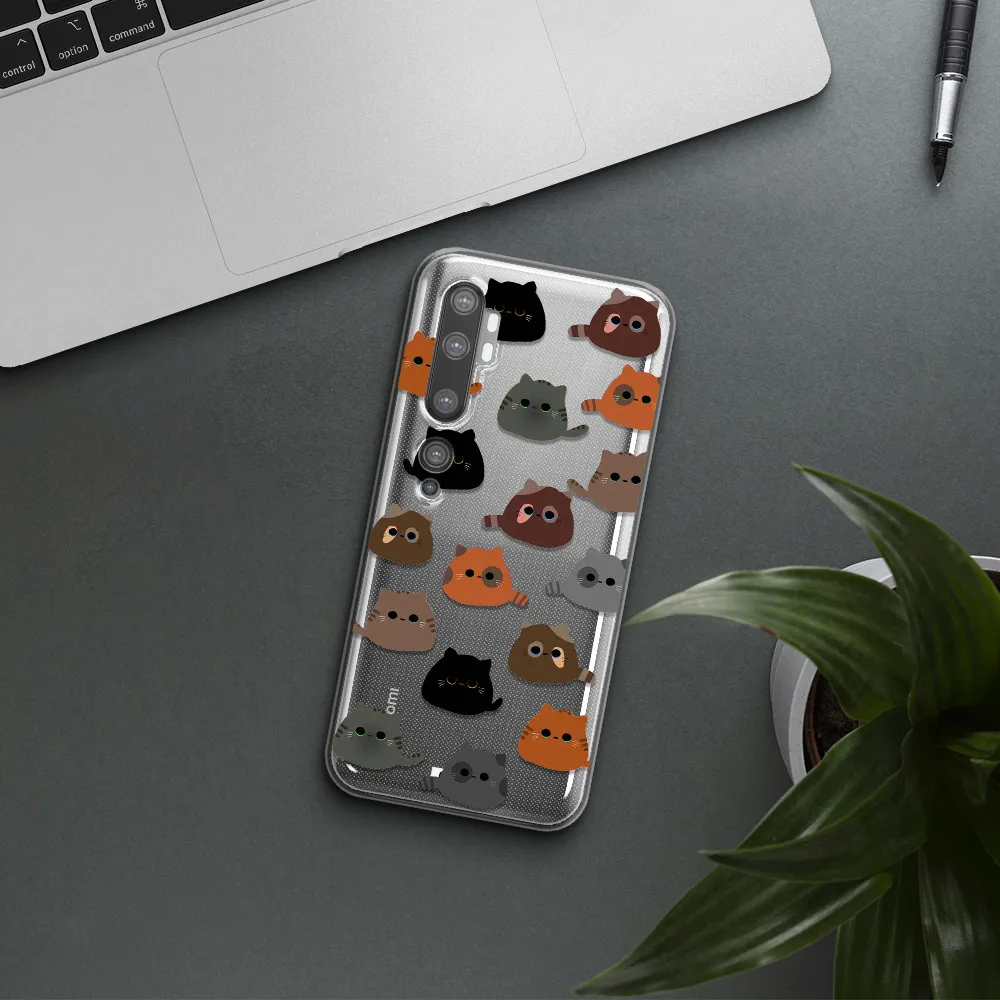 a group of cats with different colors Xiaomi Mi Note 10 Clear TPU Case