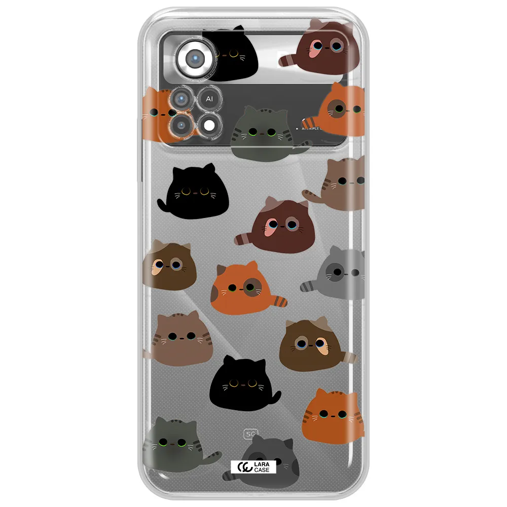 a group of cats with different colors Xiaomi Poco X4 Pro Clear TPU Case