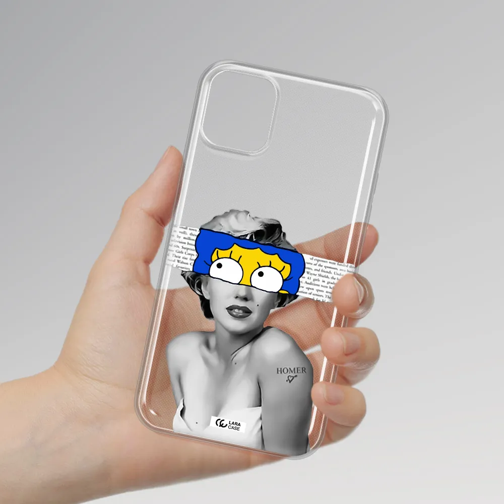 a woman with a cartoon on her head Apple iPhone 11 Clear TPU Case