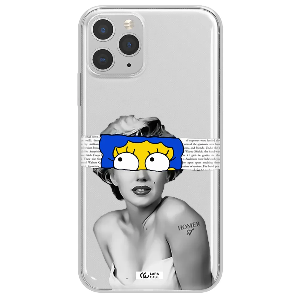 a woman with a cartoon on her head Apple iPhone 11 pro Clear TPU Case