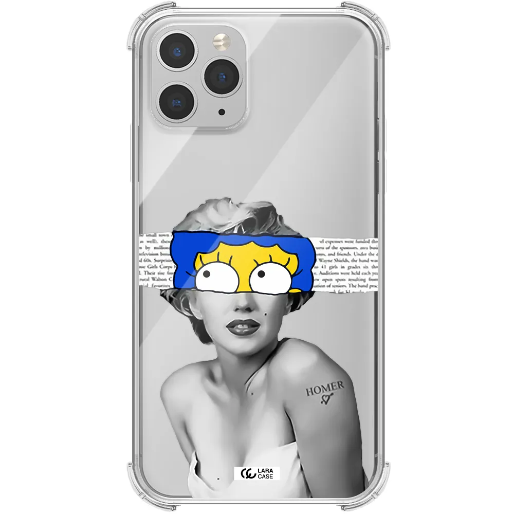 a woman with a cartoon on her head Apple iPhone 11 pro max Clear PC Case