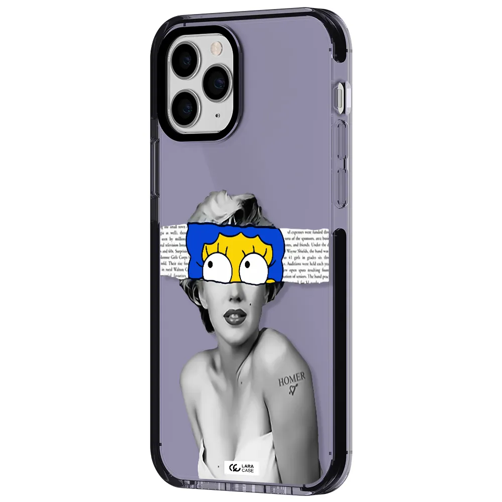 a woman with a cartoon on her head Apple iPhone 11 pro max impact Lilac Case