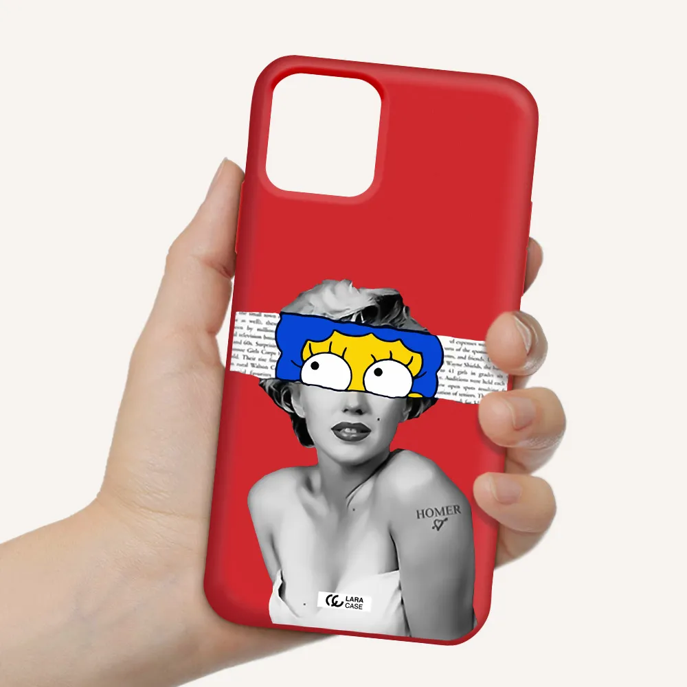 a woman with a cartoon on her head Apple iPhone 11 pro max Silicone Imperial Red Case