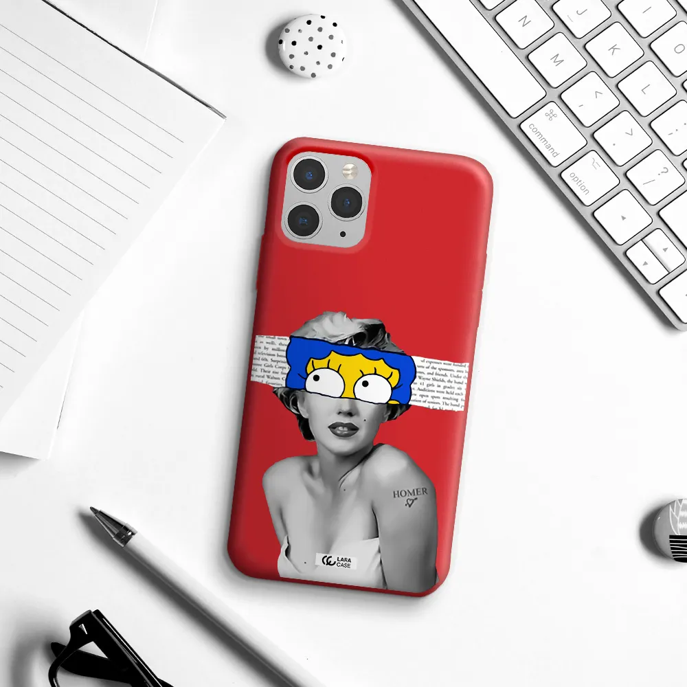 a woman with a cartoon on her head Apple iPhone 11 pro max Silicone Imperial Red Case