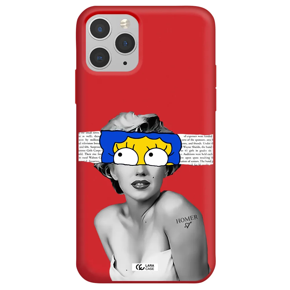 a woman with a cartoon on her head Apple iPhone 11 pro Silicone Imperial Red Case