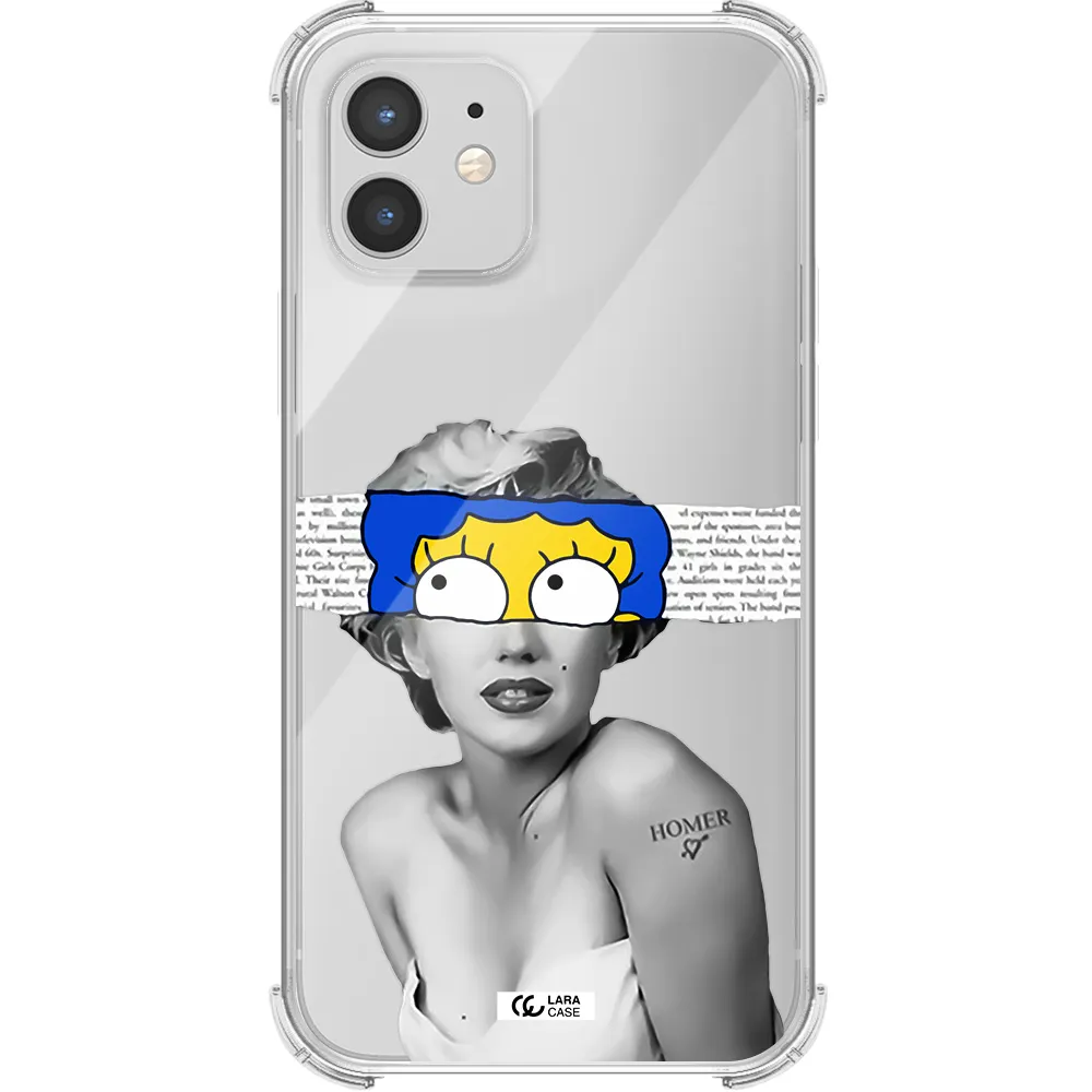 a woman with a cartoon on her head Apple iPhone 12 mini Clear PC Case
