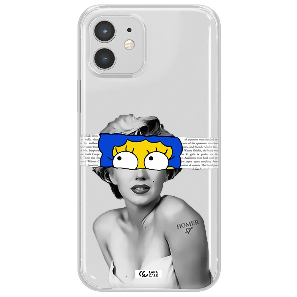 a woman with a cartoon on her head Apple iPhone 12 mini Clear TPU Case