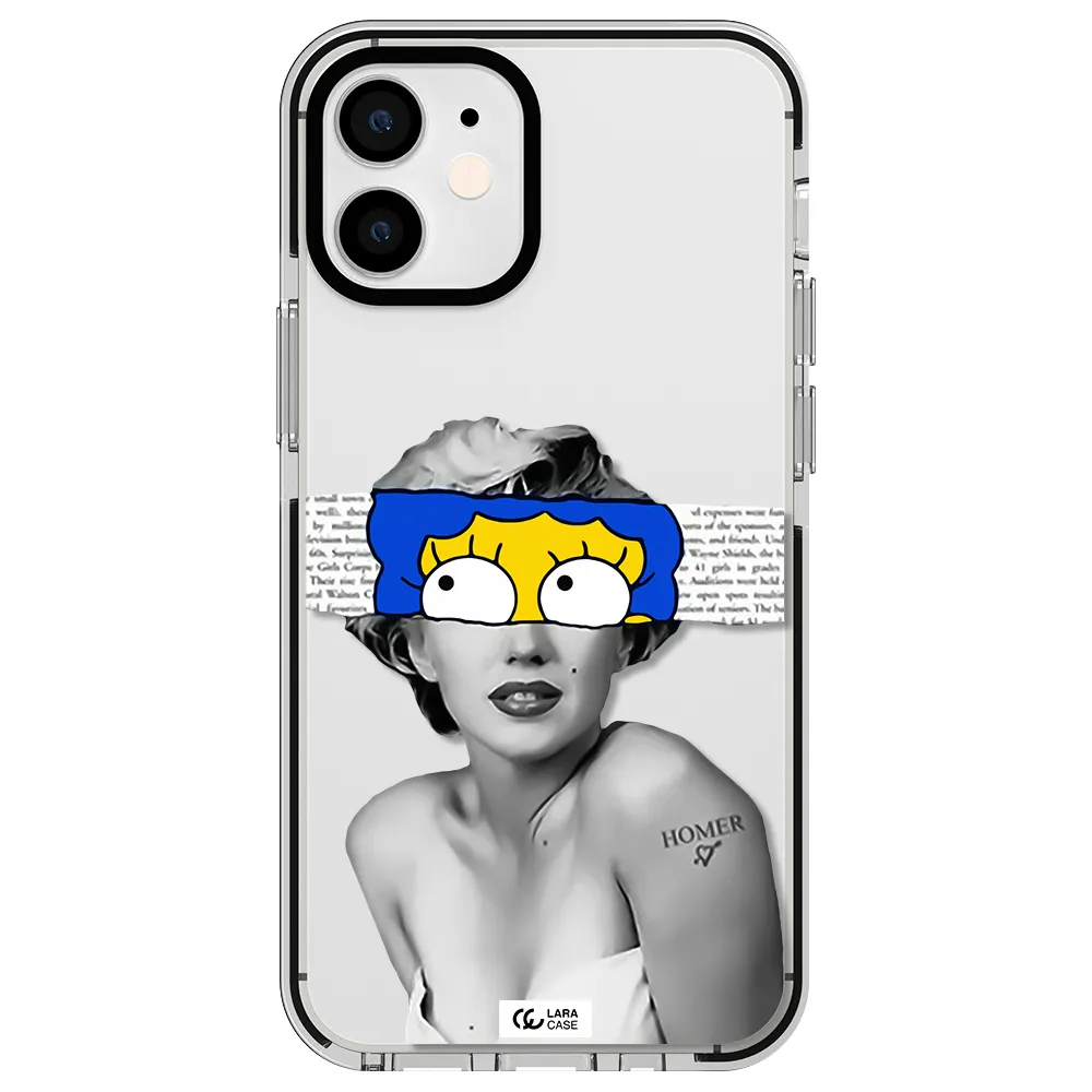 a woman with a cartoon on her head Apple iPhone 12 mini impact black border Case