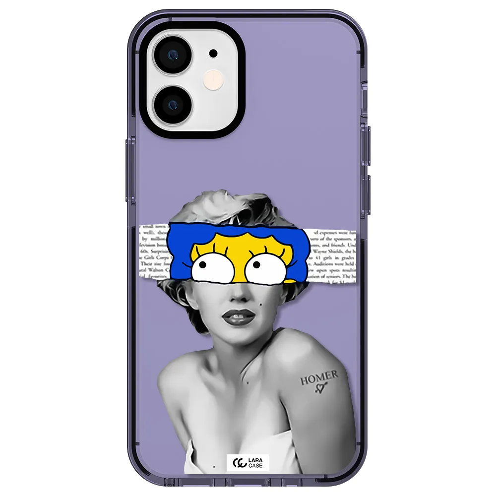 a woman with a cartoon on her head Apple iPhone 12 mini impact Lilac Case