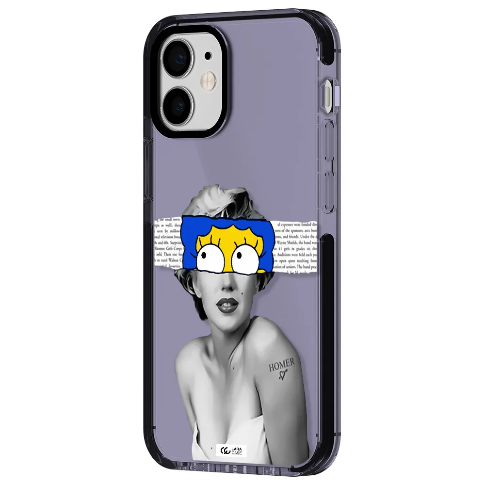 a woman with a cartoon on her head Apple iPhone 12 mini impact Lilac Case