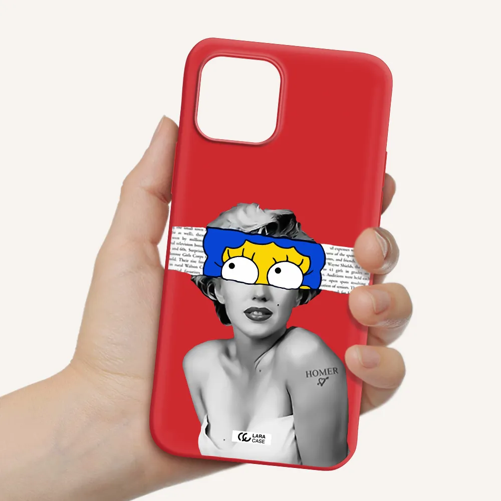 a woman with a cartoon on her head Apple iPhone 12 mini Silicone Imperial Red Case