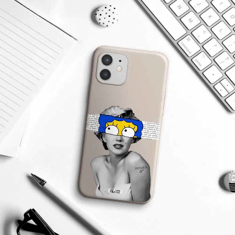 a woman with a cartoon on her head Apple iPhone 12 mini Silicone Stone Case