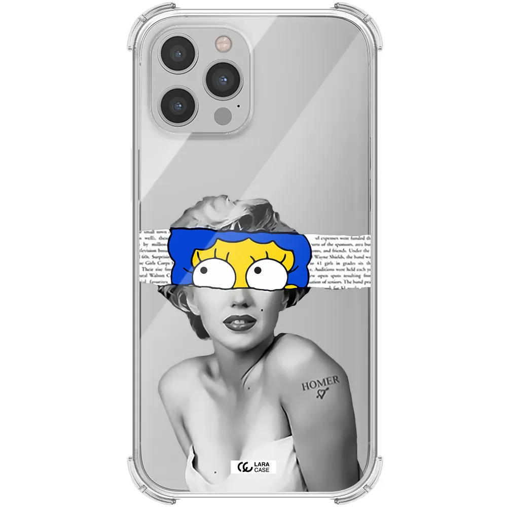 a woman with a cartoon on her head Apple iPhone 12 pro Clear PC Case