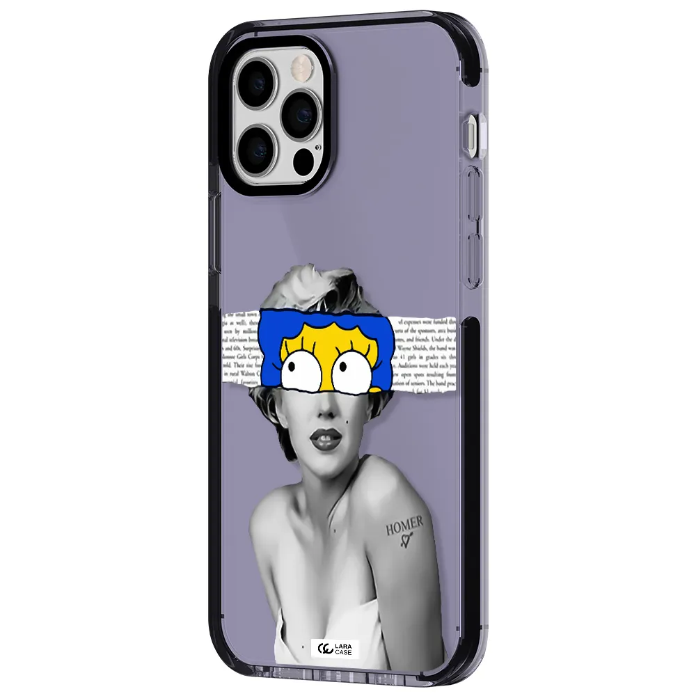 a woman with a cartoon on her head Apple iPhone 12 pro impact Lilac Case