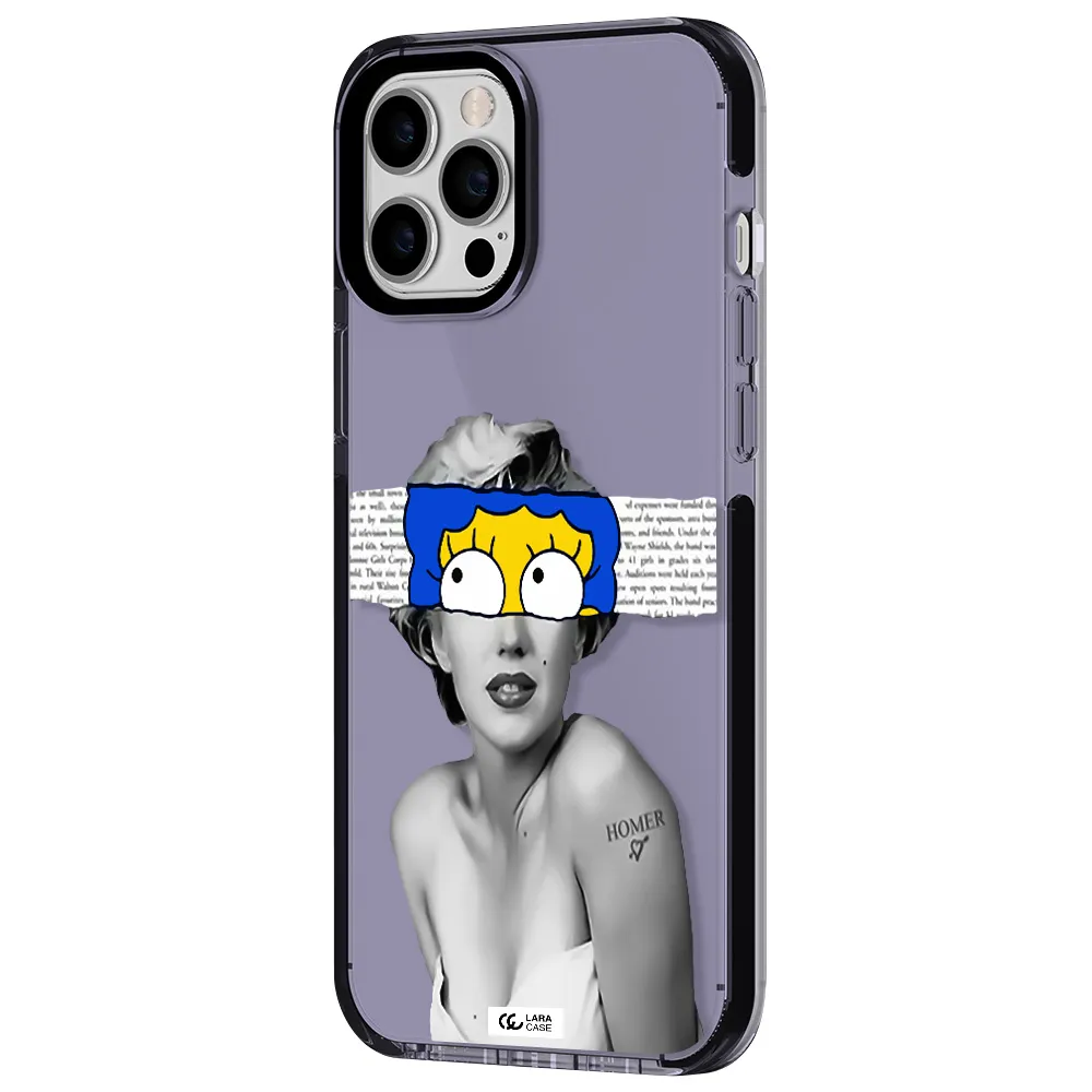 a woman with a cartoon on her head Apple iPhone 12 pro max impact Lilac Case
