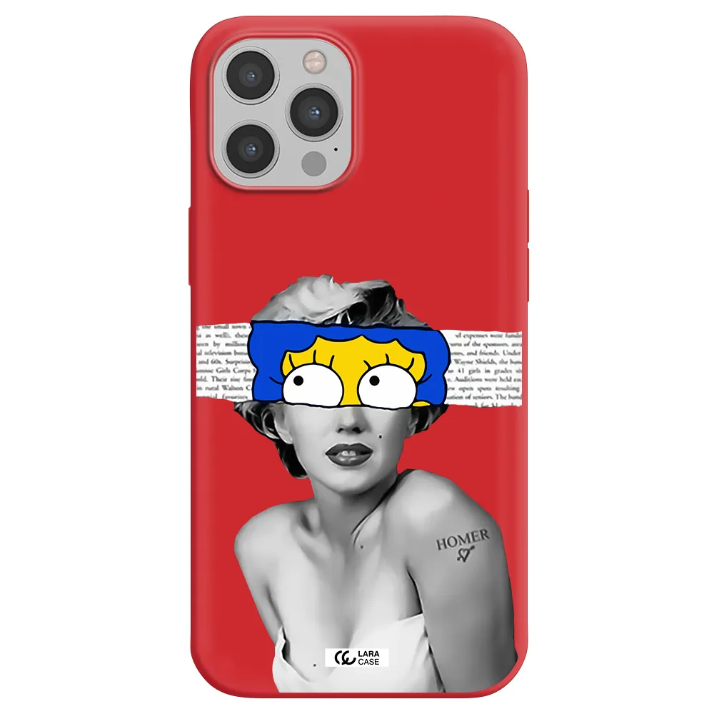 a woman with a cartoon on her head Apple iPhone 12 pro max Silicone Imperial Red Case