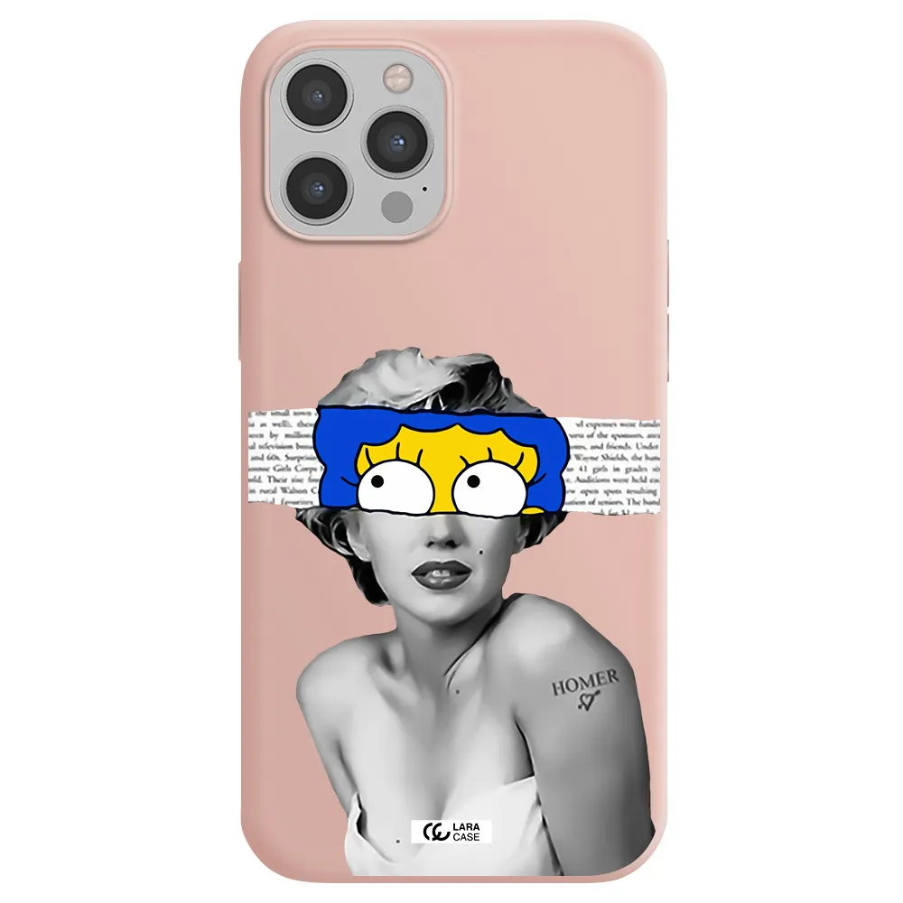 a woman with a cartoon on her head Apple iPhone 12 pro max Silicone pastel pink Case