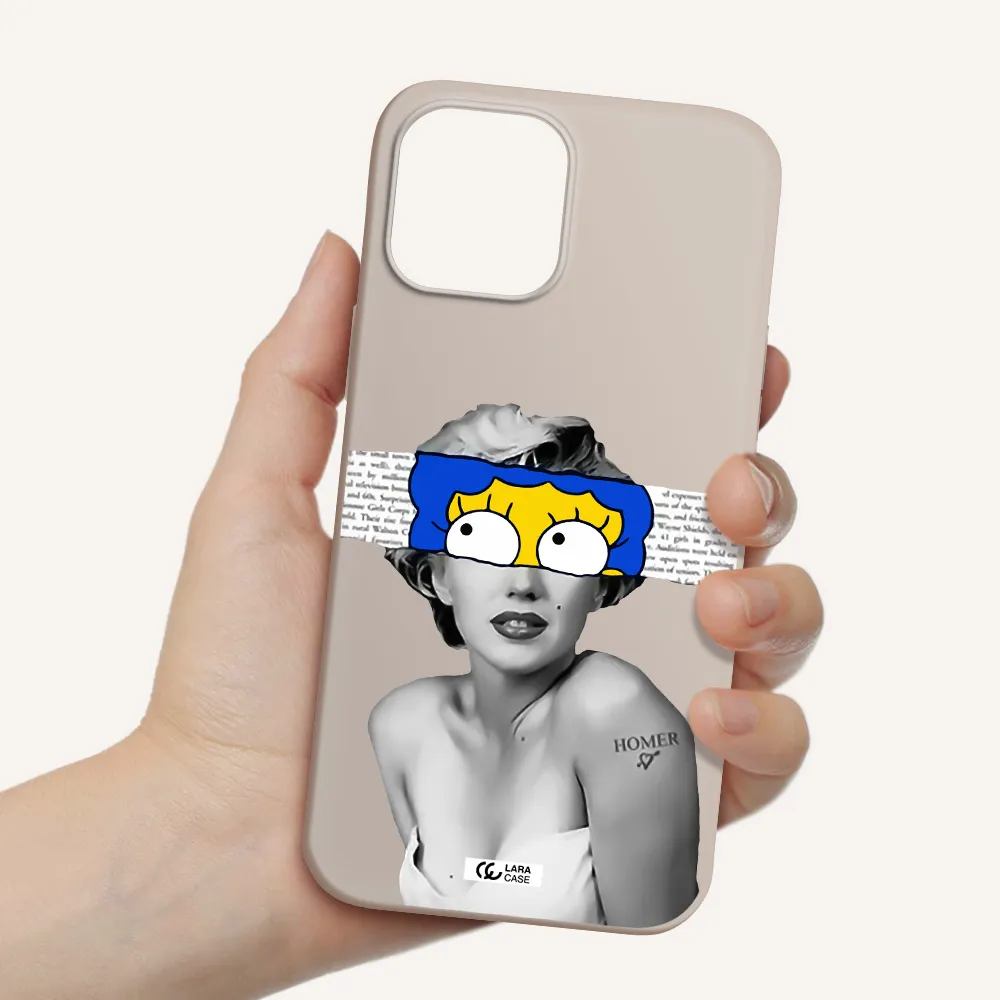 a woman with a cartoon on her head Apple iPhone 12 pro max Silicone Stone Case
