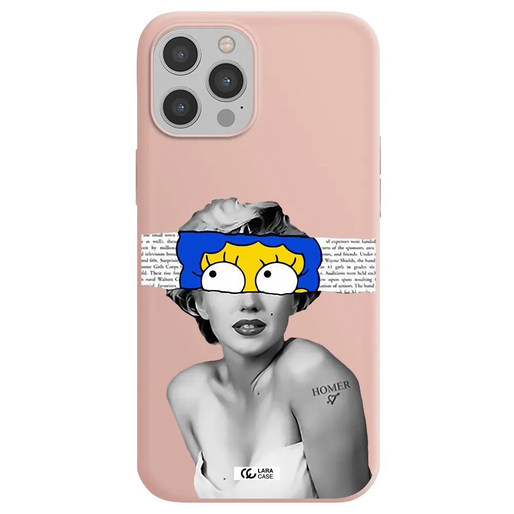 a woman with a cartoon on her head Apple iPhone 12 pro Silicone pastel pink Case