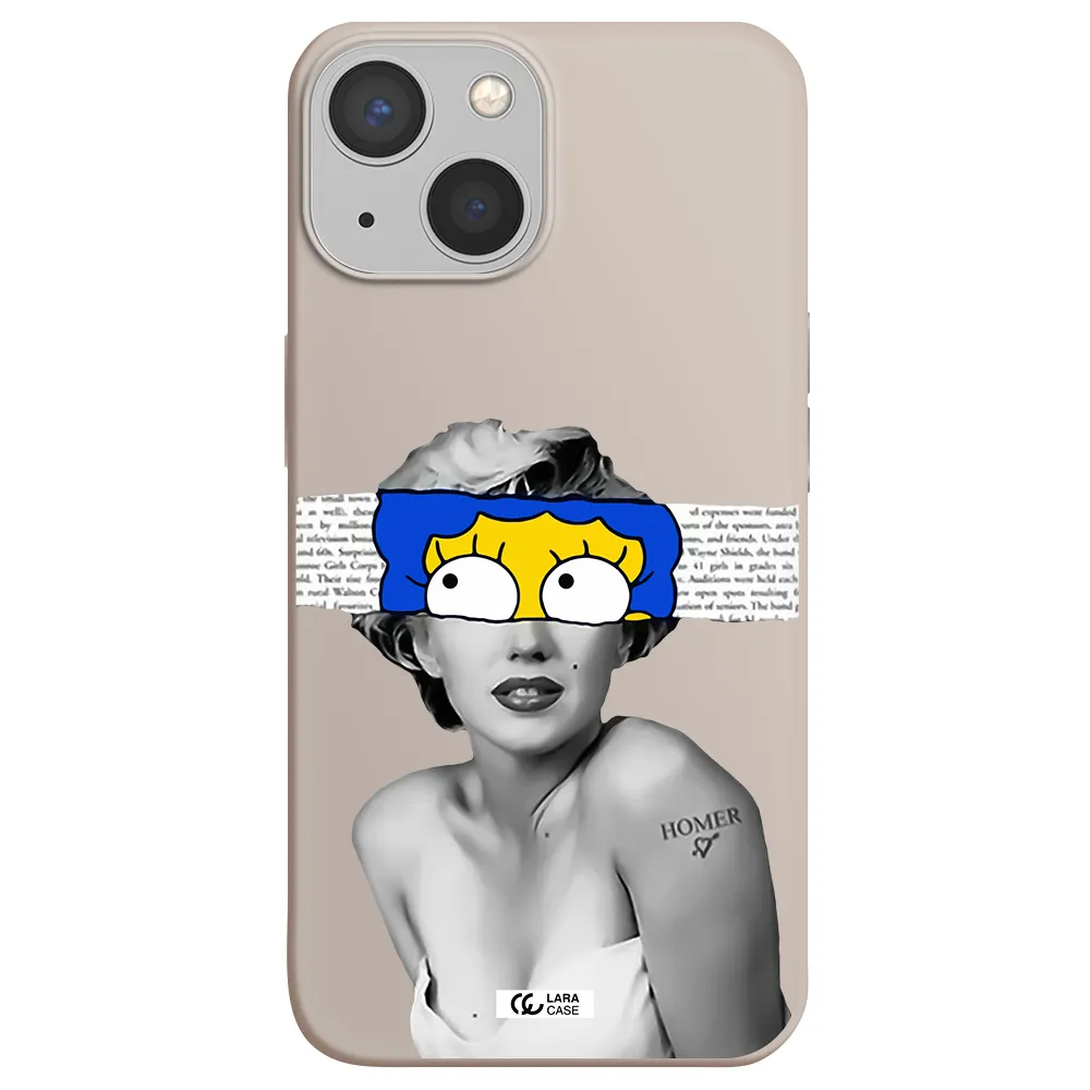 a woman with a cartoon on her head Apple iPhone 13 mini Silicone Stone Case