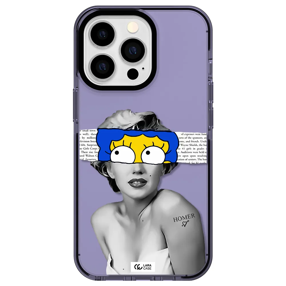 a woman with a cartoon on her head Apple iPhone 13 Pro impact Lilac Case